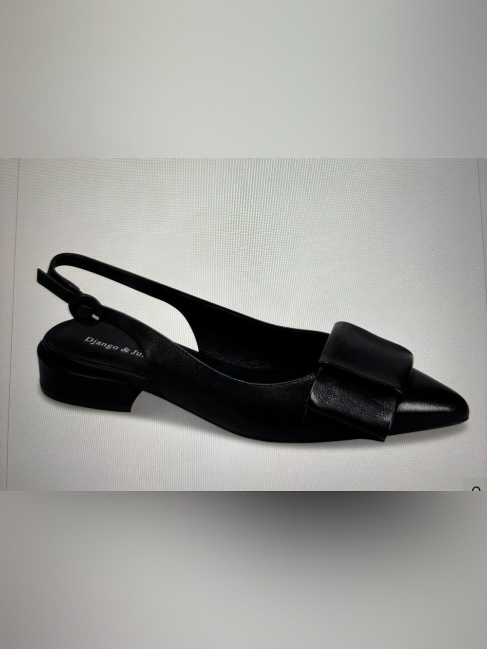 Black Leather Slingback Flats - Django and Juliette
